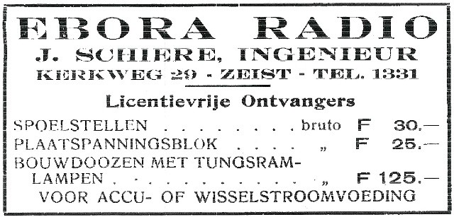 Advertentie Ebora Ontvangers